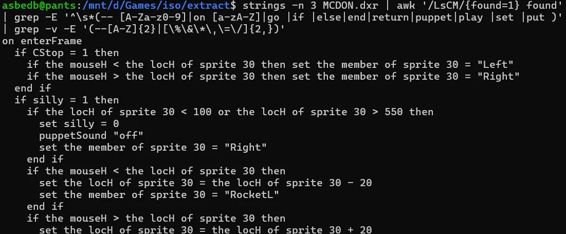 Grepping Lingo Script