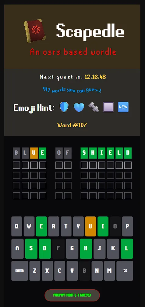 A screenshot of scapedle with an incorrect guess